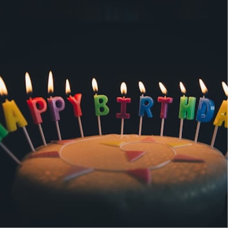 Birthday cake with happy birthday candles