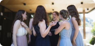 Bridesmaids laughing together