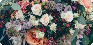 Bridal flowers flat lay
