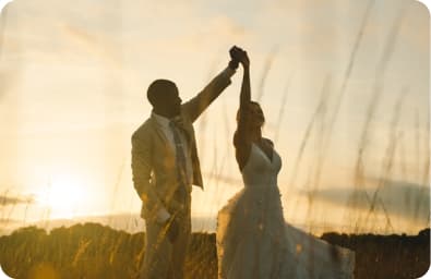 Couple dancing at sunset