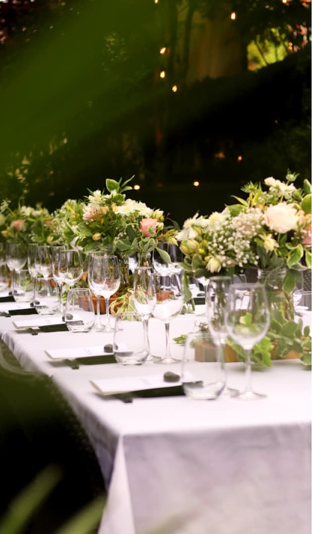 Elegant wedding venue table setting
